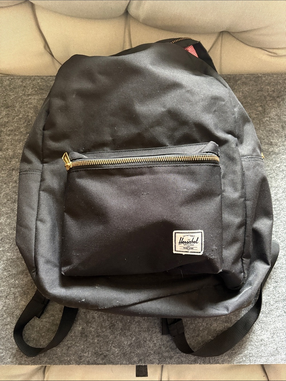 Herschel Supply Company Black Backpack with Gold Zipper Accents
